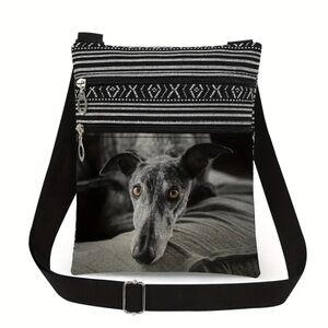 NEW Dark Grey Black Greyhound Crossbody Bag Women Stylish Chic Gift Whippet